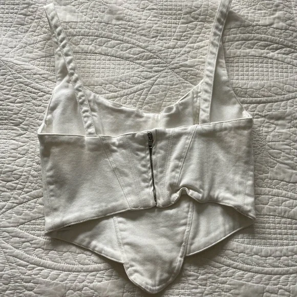 ZARA White Denim Corset Crop Top - XS - Picture 5 of 7